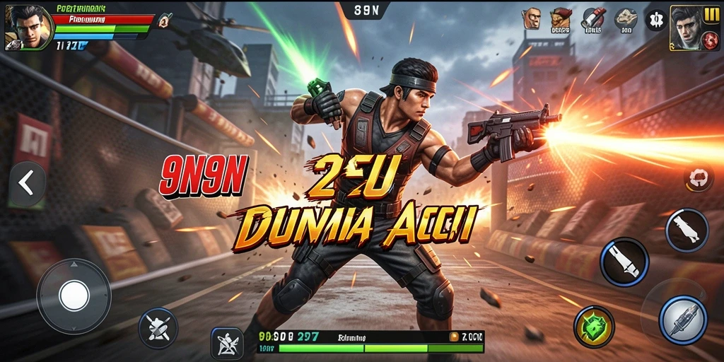 Gameplay seru di 9N9N dengan pertarungan mendebarkan.