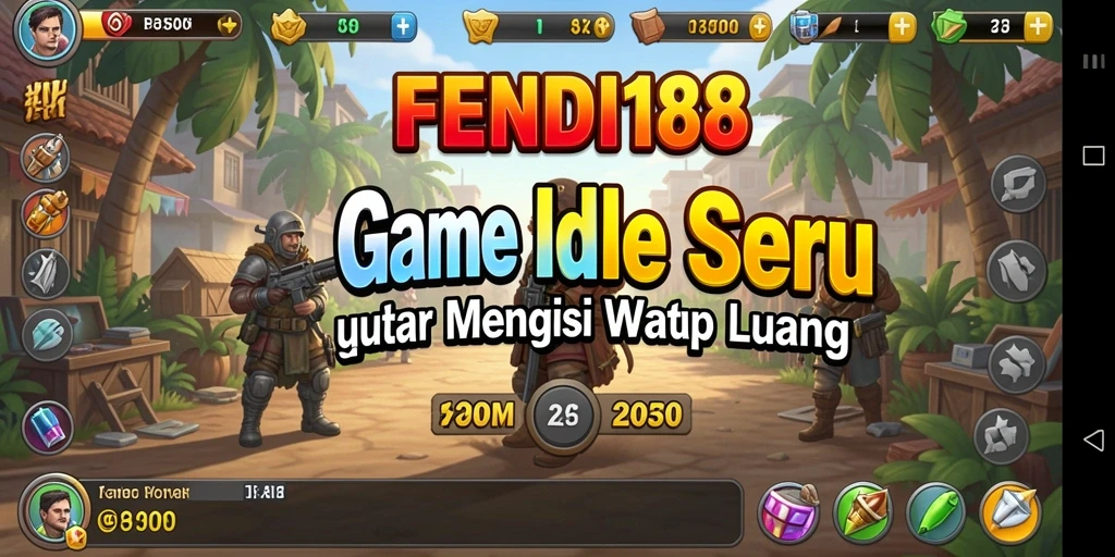 Tampilan gameplay Idle FENDI188 dengan karakter dan sumber daya.