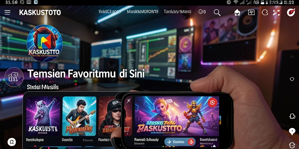 Tampilan antarmuka KASKUSTOTO dengan fitur lirik dan playlist.