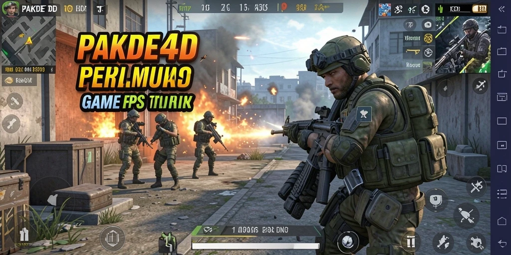 Screenshot PAKDE4D menampilkan aksi tembak-menembak yang mendebarkan.