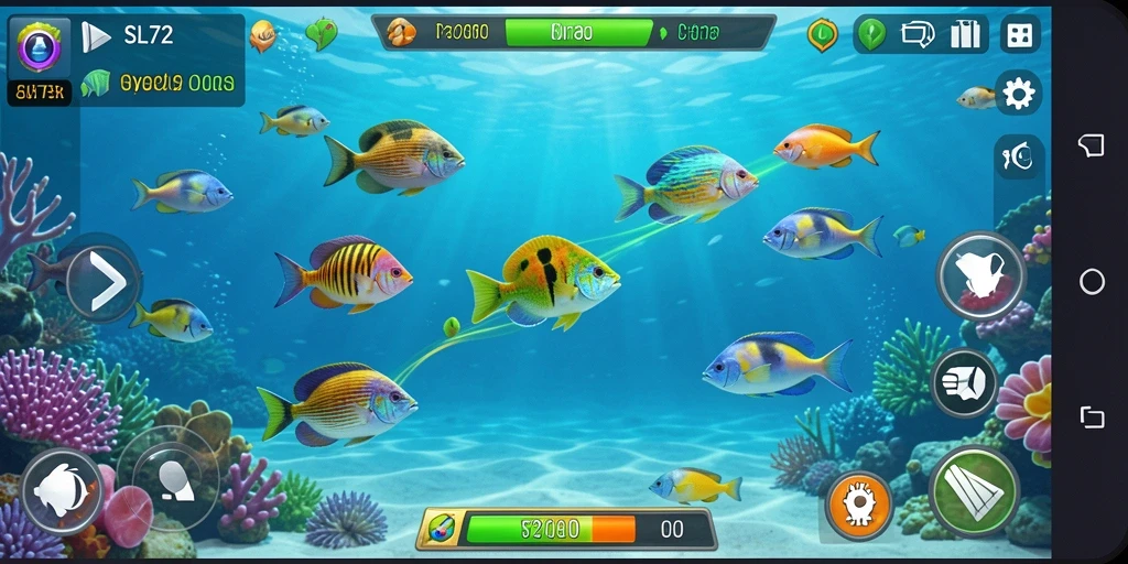 Tampilan gameplay seru dalam SL72 yang penuh warna.