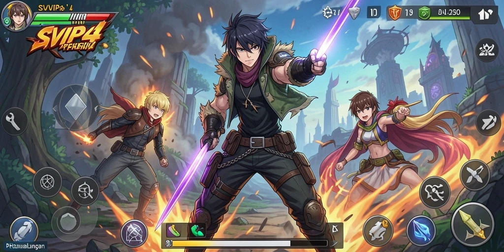 Tampilan gameplay menakjubkan dengan karakter Anime yang dinamis.