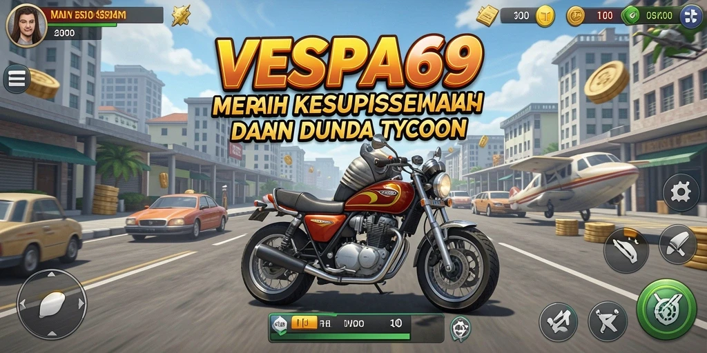 Tampilan gameplay VESPA69 yang menarik dan dinamis di dunia Tycoon.