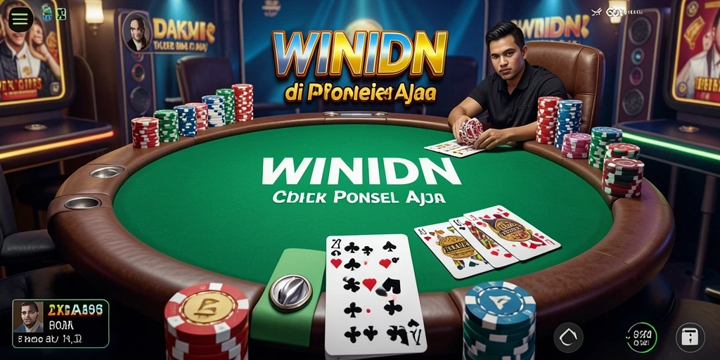 Screenshot gameplay poker di WINIDN dengan pemain aktif.